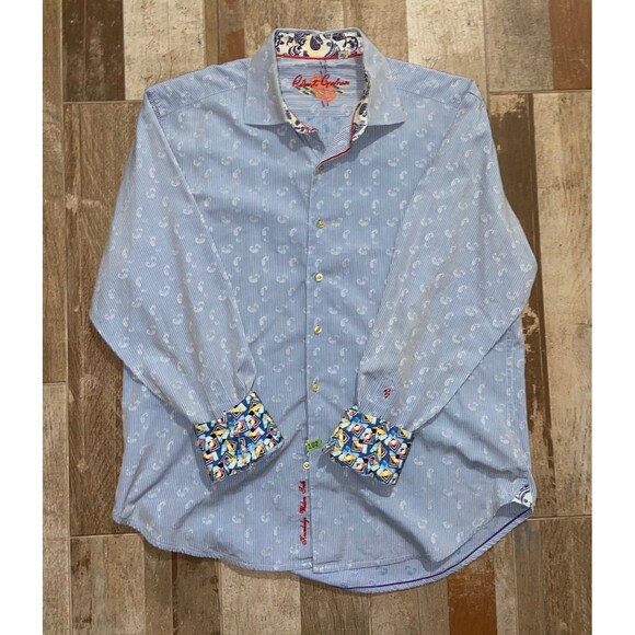 Robert Graham Blue Paisley Long Sleeve Shirt Button Up Blue Men Size Large - Picture 1 of 11